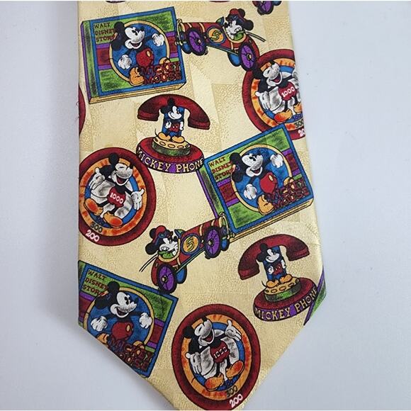 🌻3 for $18 Van Heusan Mickey Mouse Silk Racecar Tie - Picture 2 of 3